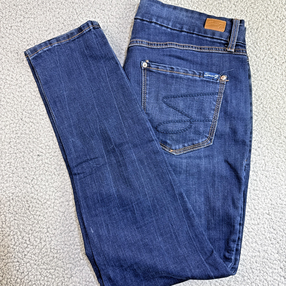 Seven7 Women Skinny Denim Jeans Size 14 Stretch Mid Rise Casual MY1975DE 34X30